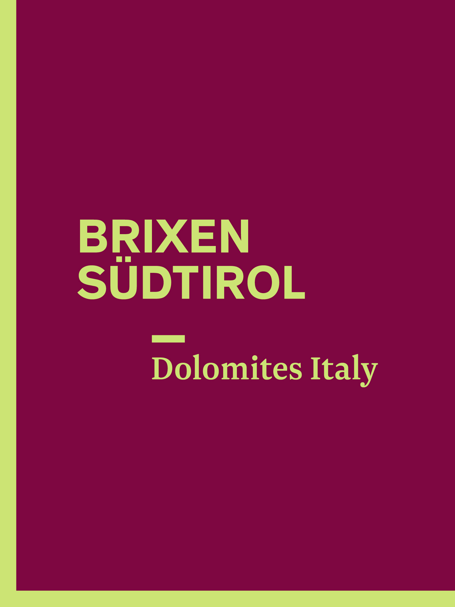 Poster-Design mit Text Brixen Südtirol, Dolomites Italy, lila Hintergrund